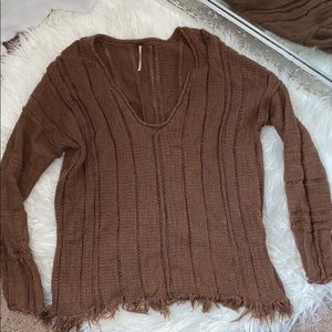 Free People Fringe Brown Sweater